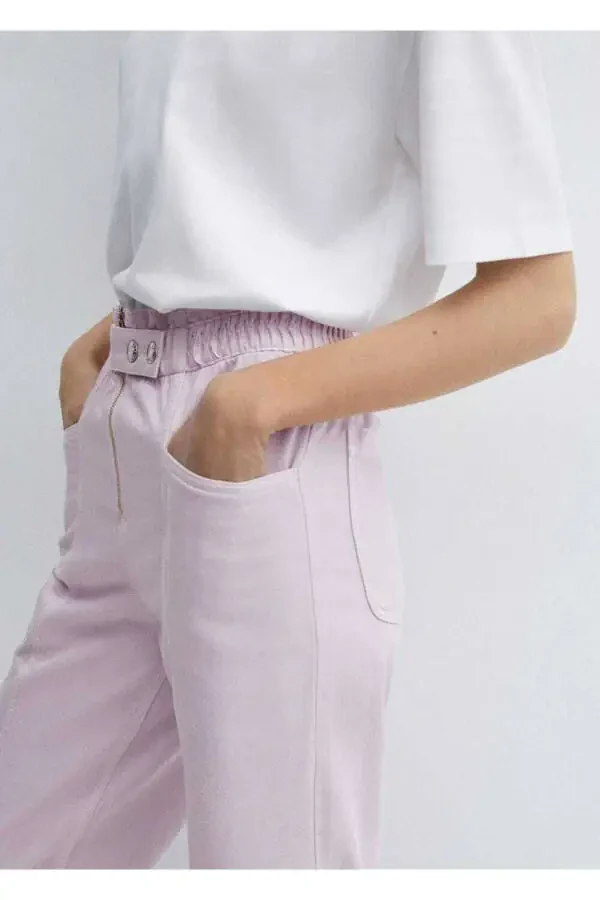 Bel qismi elastik Slouchy jinsi shimlar - 8