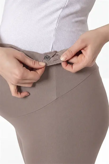 Bel qismi moslashuvchan vizun rangli elastik yuqori belli homiladorlar uchun legginsi - 3