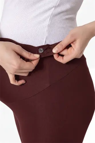 Bel qismidan sozlanadigan jigarrang egiluvchan baland bel homiladorlar uchun legginsi - 3