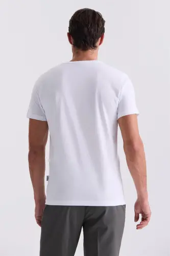 Белая футболка Slim Fit с круглым вырезом - 4