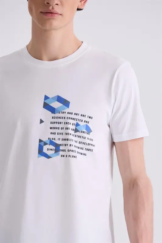 Белая облегающая футболка с круглым вырезом - 3