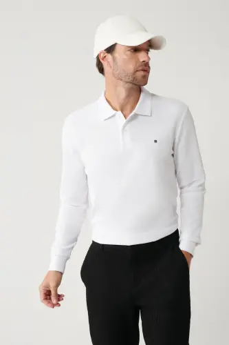 Белая Поло Рубашка Slim Fit Свитшот 
