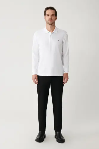 Белая Поло Рубашка Slim Fit Свитшот - 5
