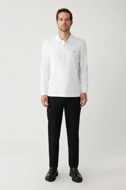Белая Поло Рубашка Slim Fit Свитшот - 5