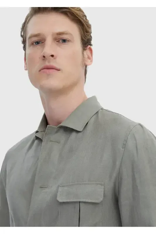 Белая прямая повседневная куртка из хлопчатобумажной смеси - 5