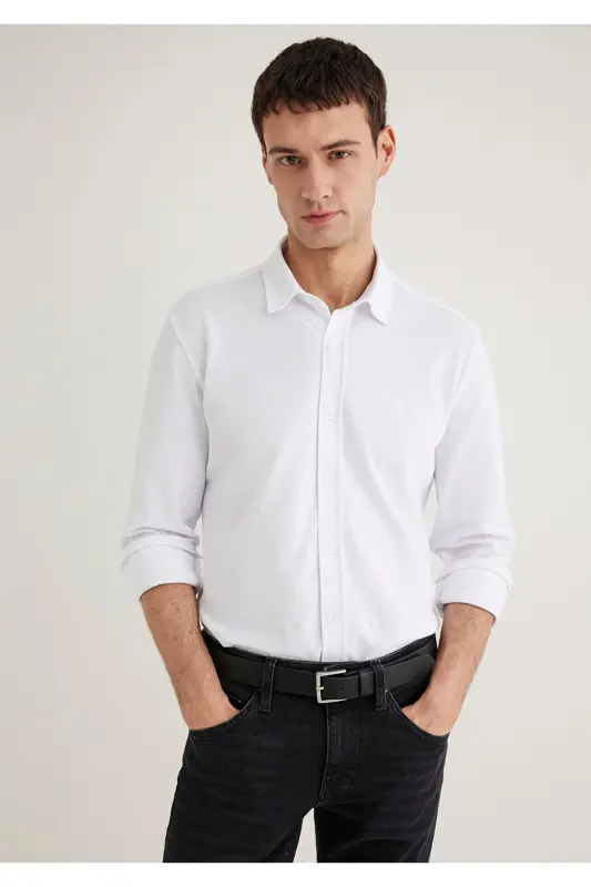 Белая Рубашка Slim Fit / Узкий Крой 0211583-620-Белая - 4