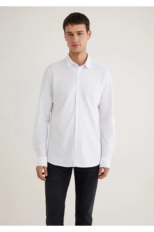 Белая Рубашка Slim Fit / Узкий Крой 0211583-620-Белая - 5