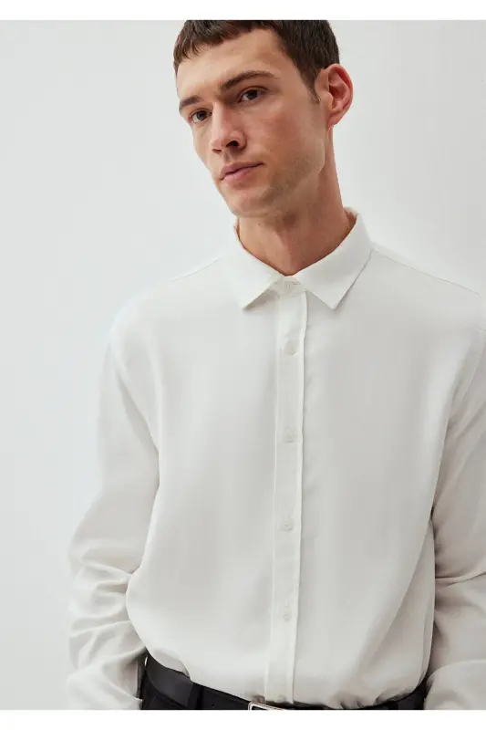 Белая рубашка Tencel TM Lyocell Regular Fit / Стандартный крой 0210818-70057 - Белый-70057 - 3