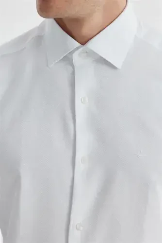 Белая Slim Fit Рубашка с рисунком из хлопка - 3