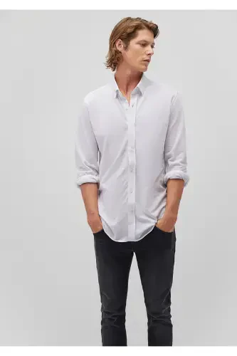 Белая Трикотажная Рубашка Fitted / Приталенного Кроя 021 - MAVI (1)