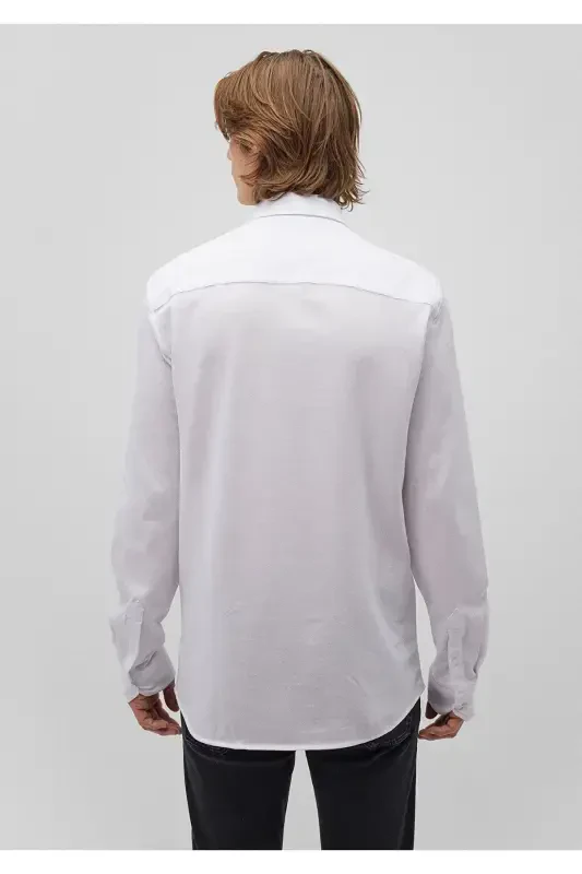 Белая Трикотажная Рубашка Fitted / Приталенного Кроя 021 - 4