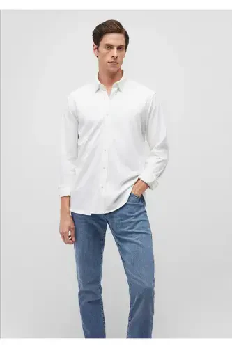 Белая Вязаная Рубашка Slim Fit / Узкий Крой 0211110-620 - 4