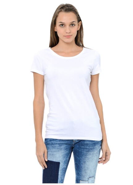 Белая женская футболка с круглым вырезом синего цвета M162767-620 BASIC T-SHIRT - 6