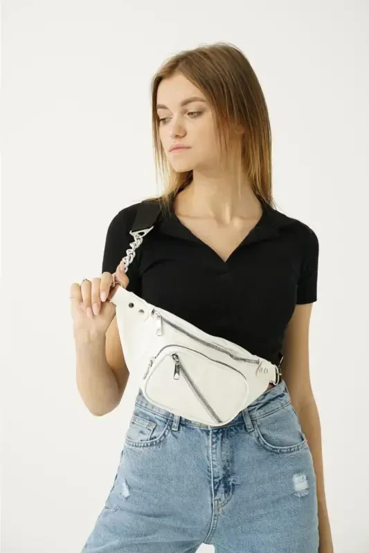 Белая Женская Поясная И Набедренная Сумка-Белый - 4