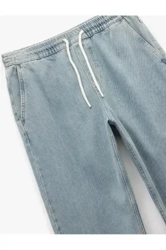 Belbog'li cho'ntakli paxtali qulay bichimli jogger - 6