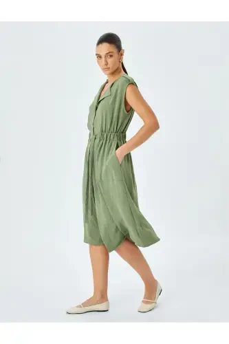 Belbogʻli, choʻntakli, yengsiz midi koʻylak - 1