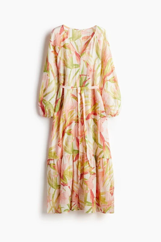 Belbog'li krep ko'ylak - H&M