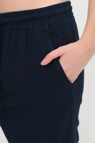 Belden Bağlamalı Wide Leg Pantolon PN5118-PNC - Blueberry - 3