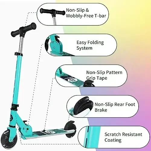 BELEEV V2 Scooters for Kids with Light-Up Wheels & Stem & Deck, 2 Wheel Folding Scooter for Girls Boys, 3 Adjustable Height, Non-Slip Pattern Deck, Lightweight Kick Scooter for Children Ages 3-12 - 6
