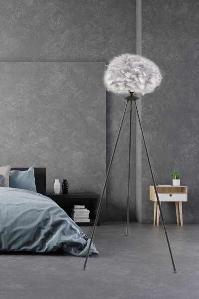 Belenay Siyah Tüylü Lambader Modern Oturma Odası, Yatak Odası, Salon Lambader - APLIQA