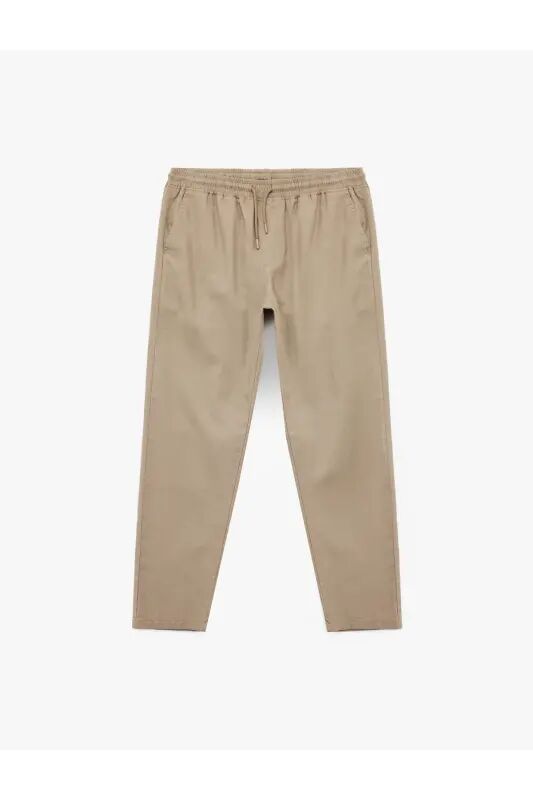 Beli Bağcıklı Cep Detaylı Keten Pamuk Karışımlı Chino Pantolon - 535 - Koton
