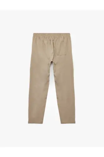 Beli Bağcıklı Cep Detaylı Keten Pamuk Karışımlı Chino Pantolon - 535 - Koton (1)