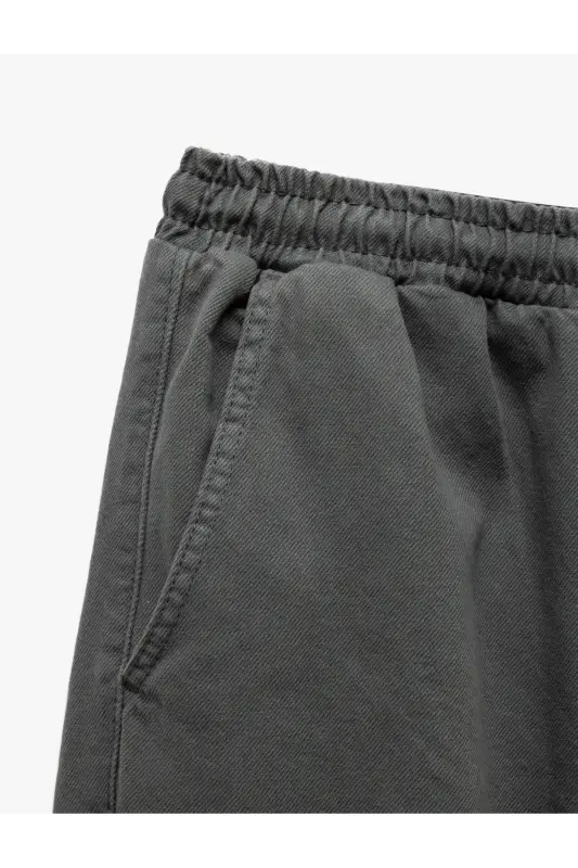 Beli Bağcıklı Chino Cepli Pamuklu Jogger Pantolon - Antrasit - 5