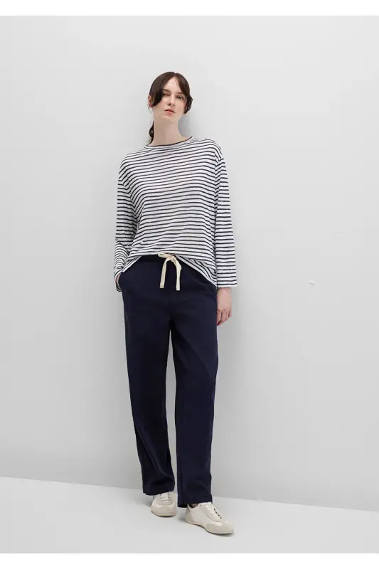 Beli Bağcıklı Lacivert Pantolon 1010945-89101 - Lacivert-89101 - 1
