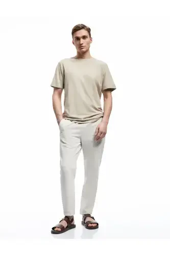 Beli Bağcıklı Pamuklu Cep Detaylı Kanvas Chino Pantolon-Gri - 2