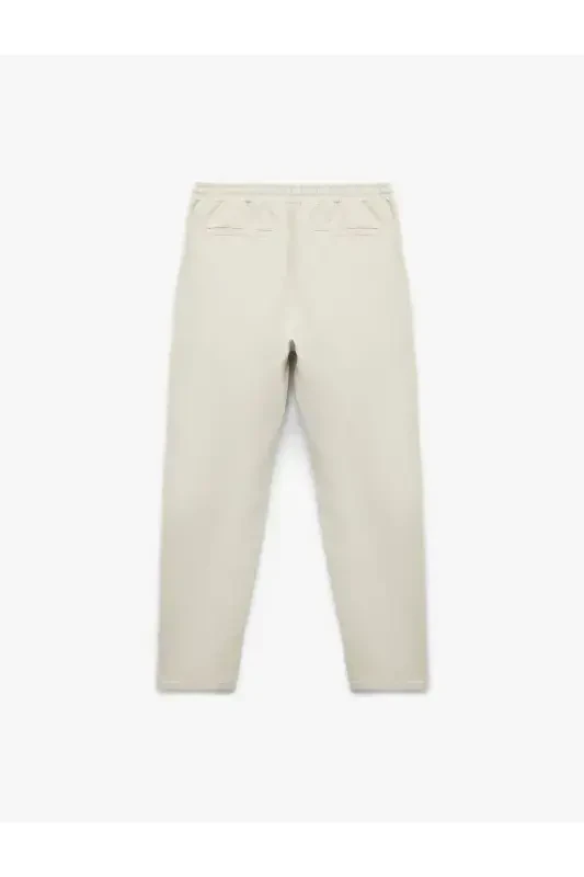 Beli Bağcıklı Pamuklu Cep Detaylı Kanvas Chino Pantolon-Gri - 4