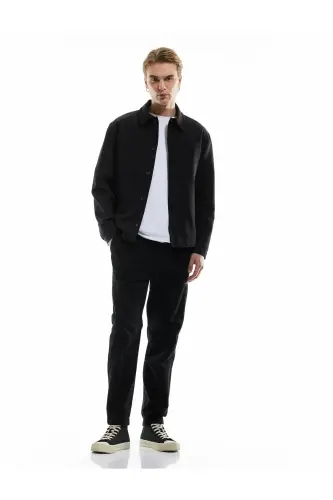 Beli bogʻichli chino choʻntakli paxtali jogger shim - 1