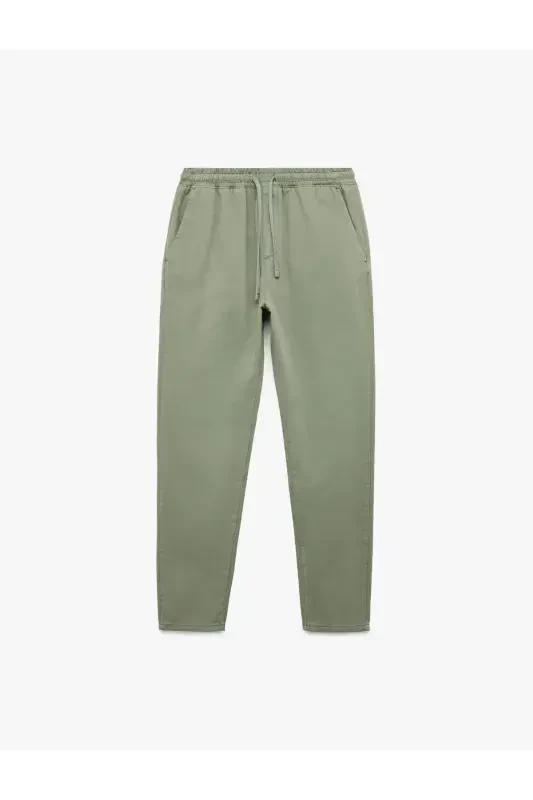 Beli bogʻichli paxtali choʻntak detallari kanvas chino shim - 3