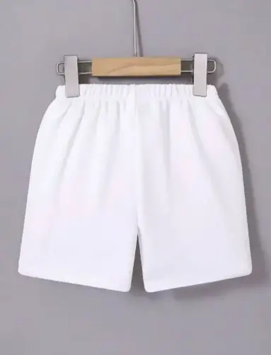 Beli Lastikli Baskılı Mini Şort - Beyaz - BÜYÜKBEDENIZ (1)