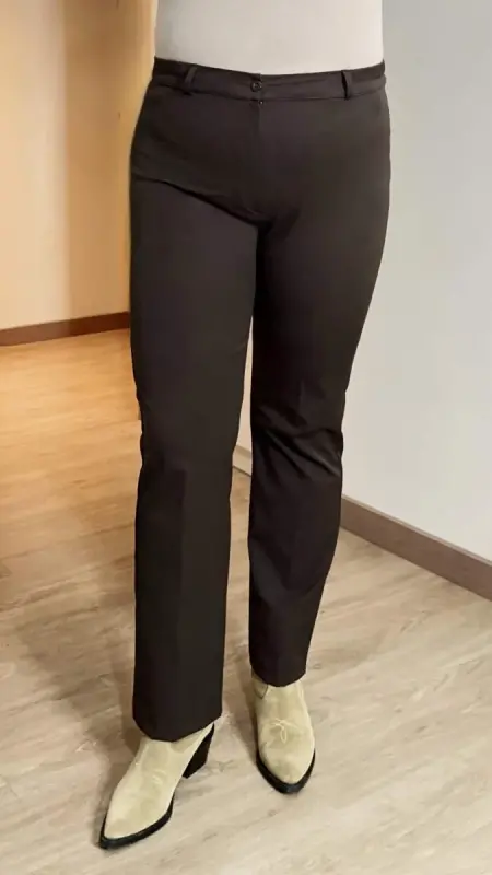 Beli Lastikli Büyük Beden Gabardin Geniş Paça Pantolon Kahve - BÜYÜKBEDENIZ