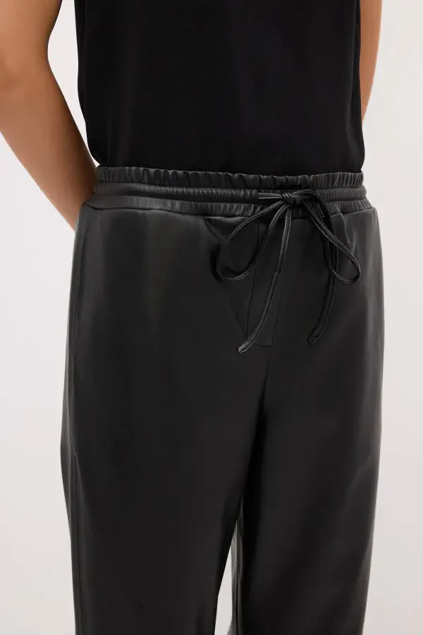 Beli Lastikli Deri Pantolon-001 - 3