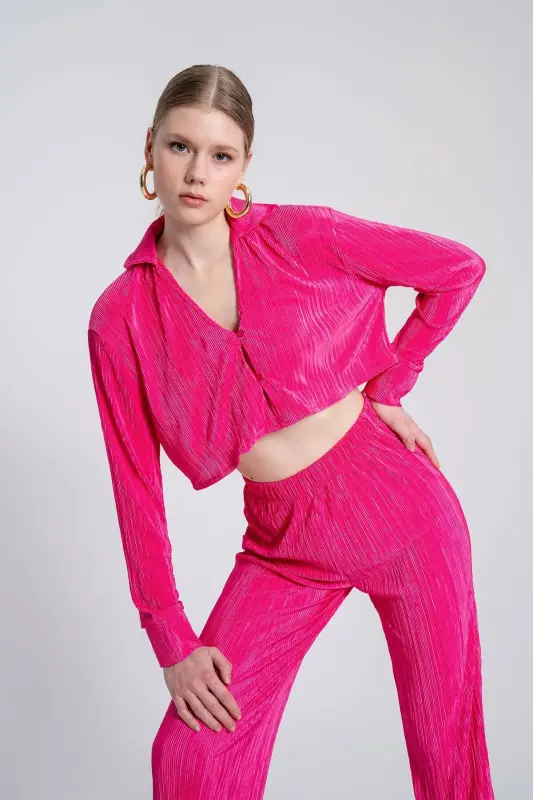 Beli Lastikli Esnek Comfy Pantolon Pembe - Pembe - 4