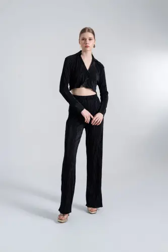 Beli Lastikli Esnek Comfy Pantolon Siyah - Siyah - 3