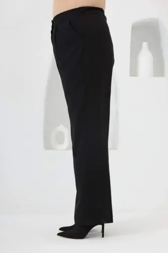 Beli Lastikli Geniş Paça Büyük Beden Pantolon Siyah - 2