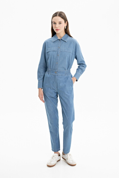 Beli Lastikli Jean Pantolon - İndigo - AKER