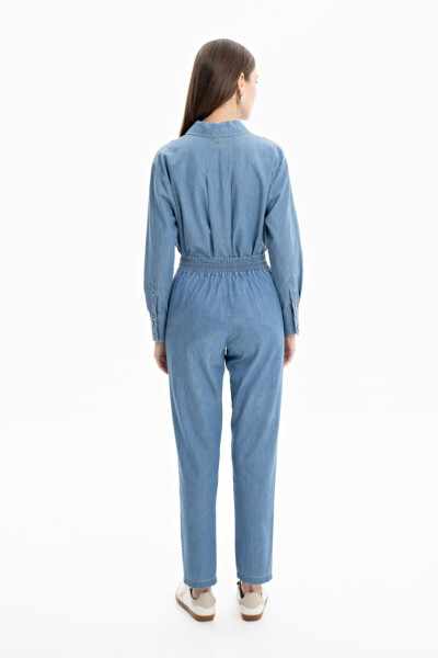Beli Lastikli Jean Pantolon - İndigo - 3