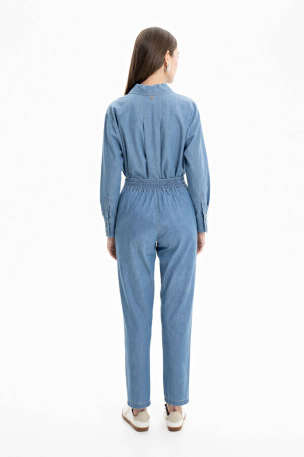 Beli Lastikli Jean Pantolon - İndigo - 3