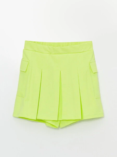 Yeşil Beli Lastikli Kız Çocuk Şort Etek-Yeşil - 3