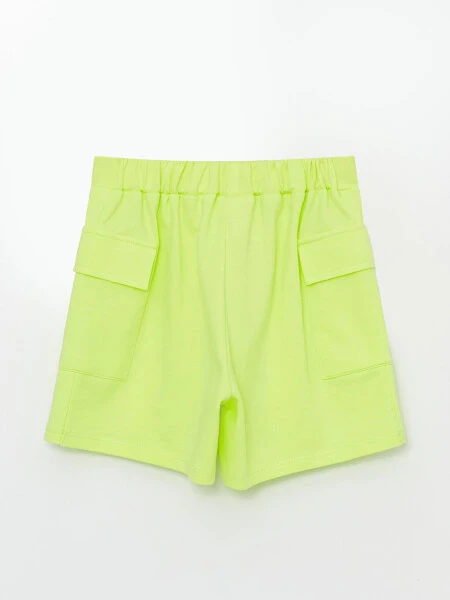 Yeşil Beli Lastikli Kız Çocuk Şort Etek-Yeşil - 4