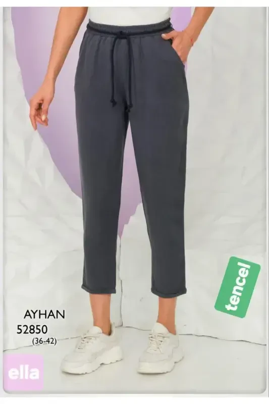 Beli lastikli lyocell matodan sport uslubidagi qulay shim - Anrasit - 1