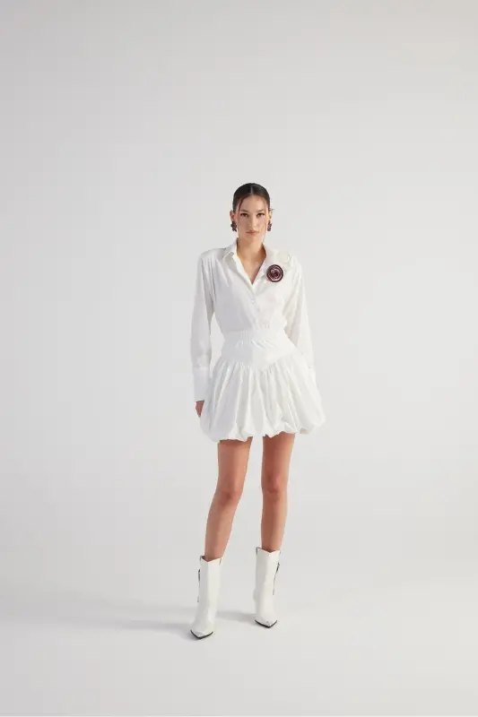 Beli Lastikli Mini Balon Lexi Etek Beyaz-Beyaz - 4