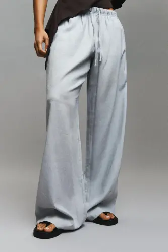 Beli lastikli pantolon-Gri - 4