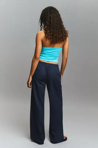 Beli lastikli pantolon-Mavi - BERSHKA (1)