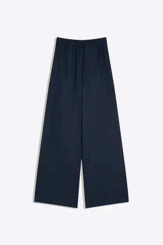 Beli lastikli pantolon-Mavi - 5