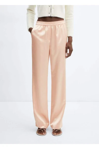 Beli lastikli saten pantolon - 1