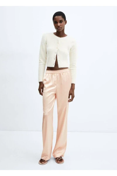 Beli lastikli saten pantolon - 2